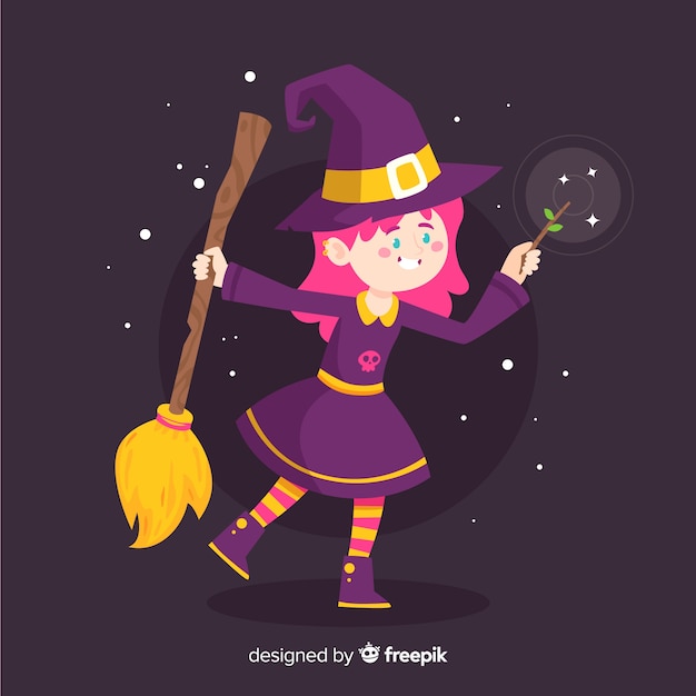 Linda Noche De Brujas De Halloween Vector Gratis