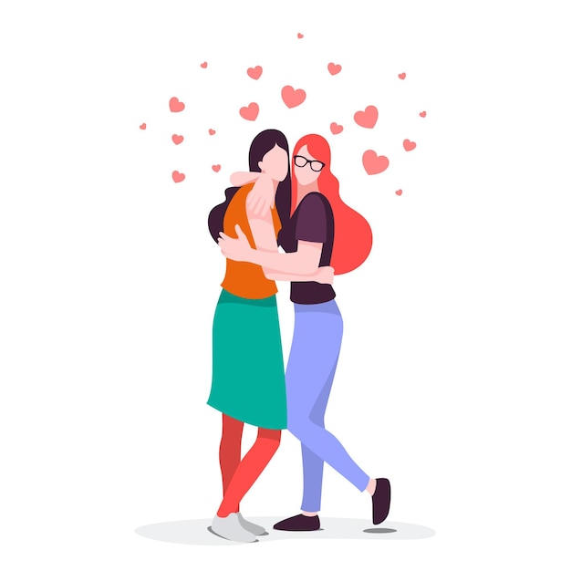 Linda Pareja De Lesbianas Ilustrada Vector Gratis