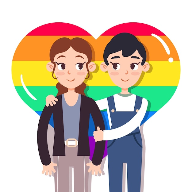 Linda Pareja De Lesbianas Ilustrada Vector Gratis