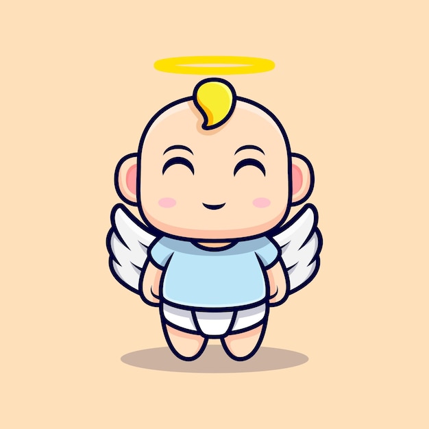 Lindo Bebe Angel Tiene Alas Aisladas En Biege Vector Premium