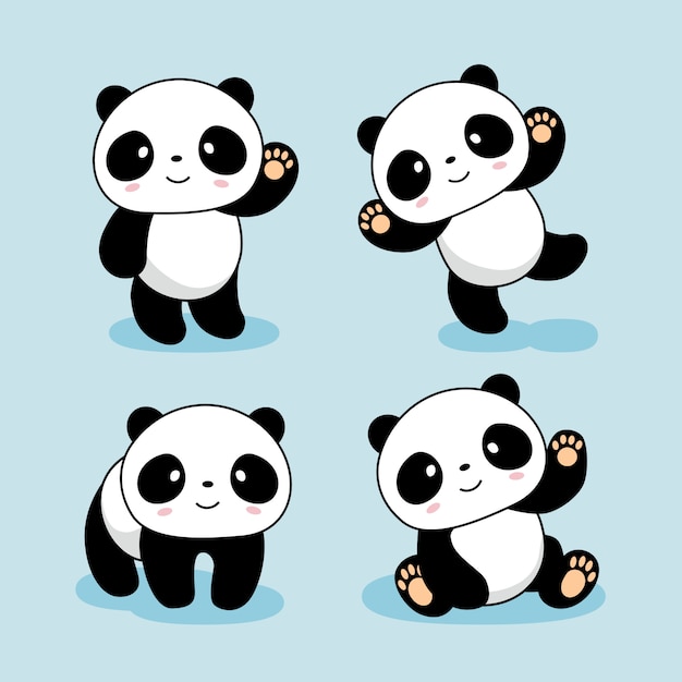 Lindo Bebé Panda Animales De Dibujos Animados Vector Premium