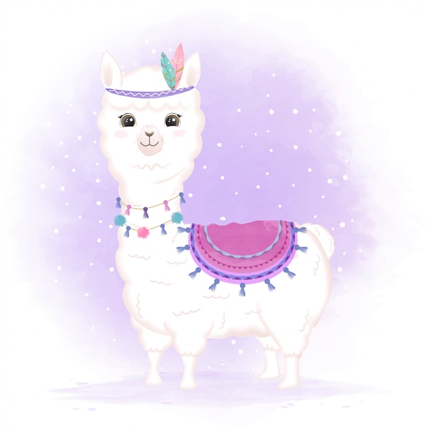 Download Lindo bebé tribal llama dibujado a mano ilustración animal de dibujos animados | Vector Premium