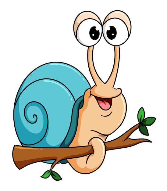 El Lindo Caracol Se Encarama En La Rama Del Rbol De La Ilustraci N Vector Premium