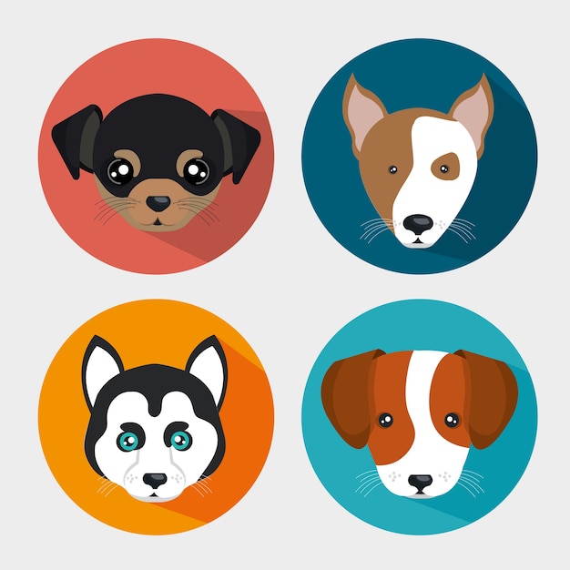 Lindo Conjunto De Iconos De Mascotas De Cachorro De Diseño | Vector Premium