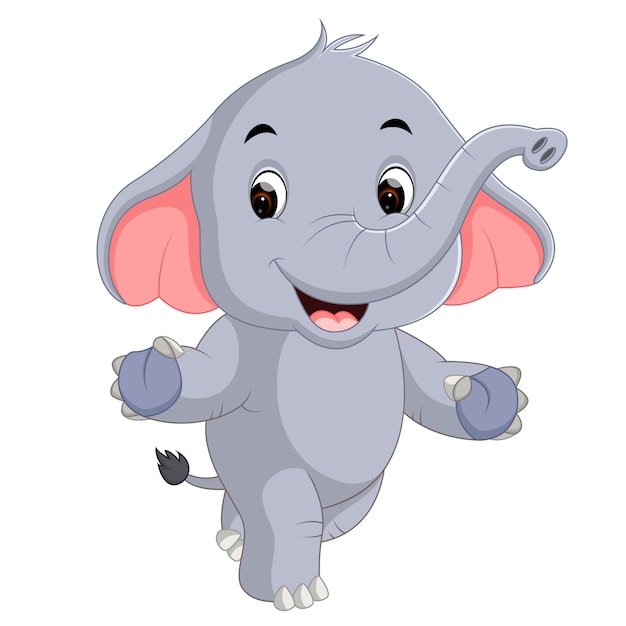 Lindo elefante de dibujos animados | Vector Premium