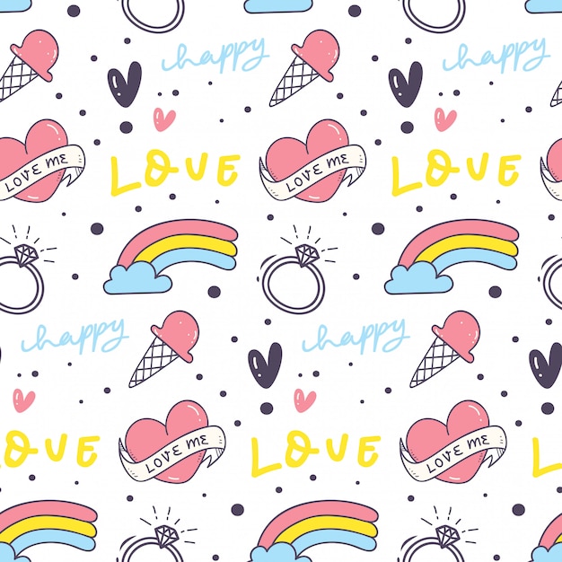 Lindo fondo transparente con corazón y arco iris Vector Premium