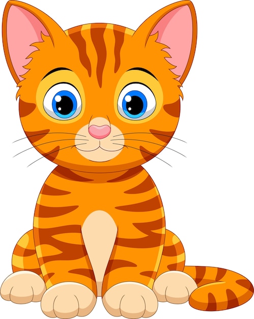 Lindo Gato Caricatura Vector Premium