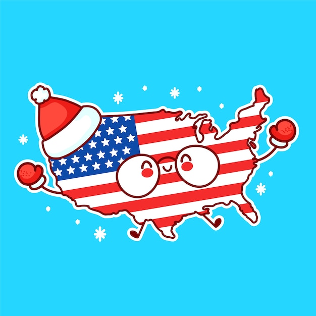 Lindo Personaje De Bandera Y Mapa De Estados Unidos Divertido Feliz Vector Premium 1698