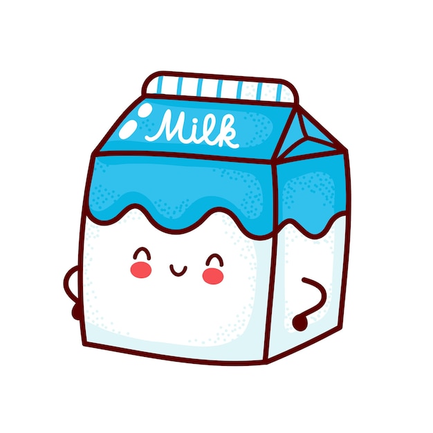 Lindo Personaje De Caja De Leche Feliz Vector Premium 0054