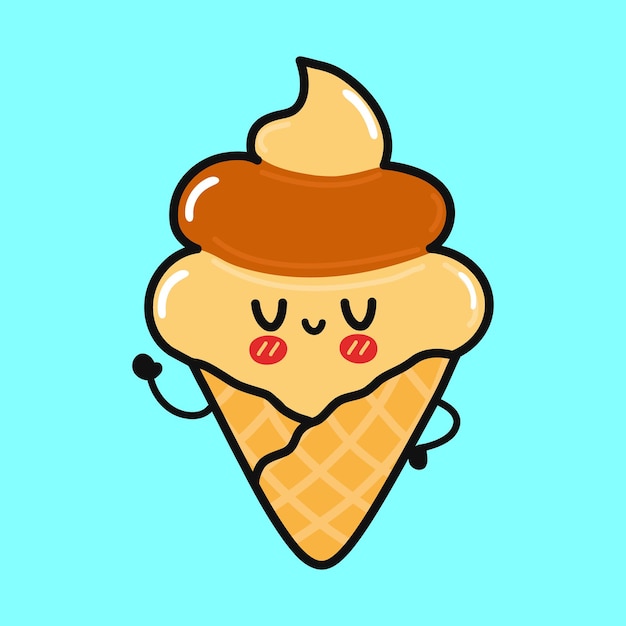 Lindo Personaje De Helado Divertido Vector Premium