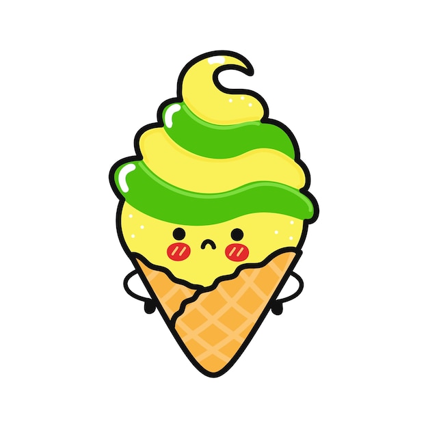 Lindo Personaje De Helado Triste Vector Premium