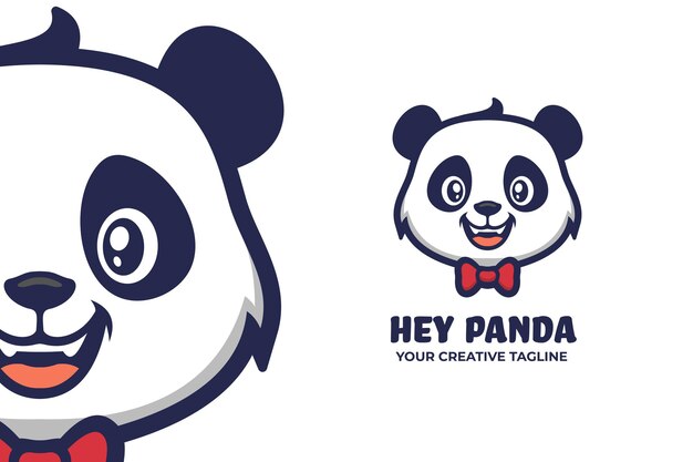 Lindo Personaje De Logotipo De Mascota De Panda Vector Premium