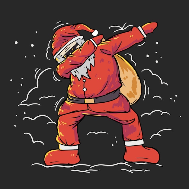 Lindo Santa Claus Haciendo Dabbing Ilustración Vector Premium 