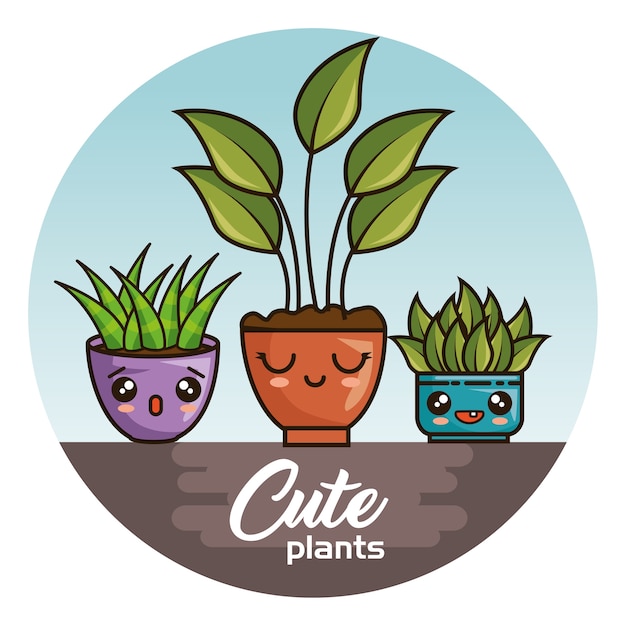 Lindos Y Encantadores Dibujos De Plantas De Casa Kawaii Vector