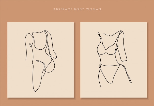 Una Linea Continua De Conjunto De Cuerpo Sexy Arte De Dibujo De Una Sola Linea Cuerpo De Mujer Aislado Diseno De Arte Simple Linea Abstracta Silueta Para Marco Vector Premium