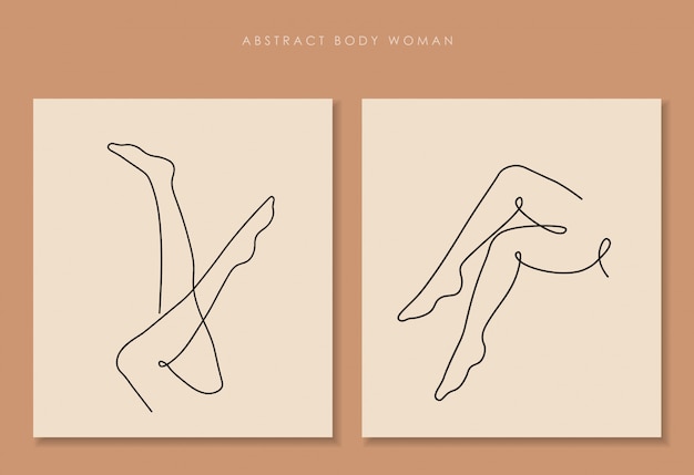 Una Linea Continua De Piernas Sexi Arte De Dibujo De Una Sola Linea Cuerpo De Mujer Aislado Diseno De Arte Simple Linea Abstracta Silueta Vector Premium