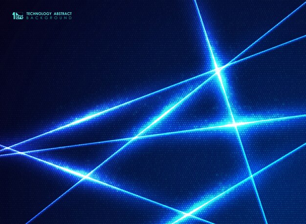 Línea de tecnología azul abstracta de patrón de puntos de diseño de energía para el fondo de datos grandes. Vector Premium
