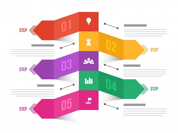 Línea De Tiempo Colorida Infografía Disposición Con 5 Pasos Vector Premium 6025