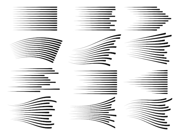 Líneas de movimiento de velocidad horizontal. vector de línea ...