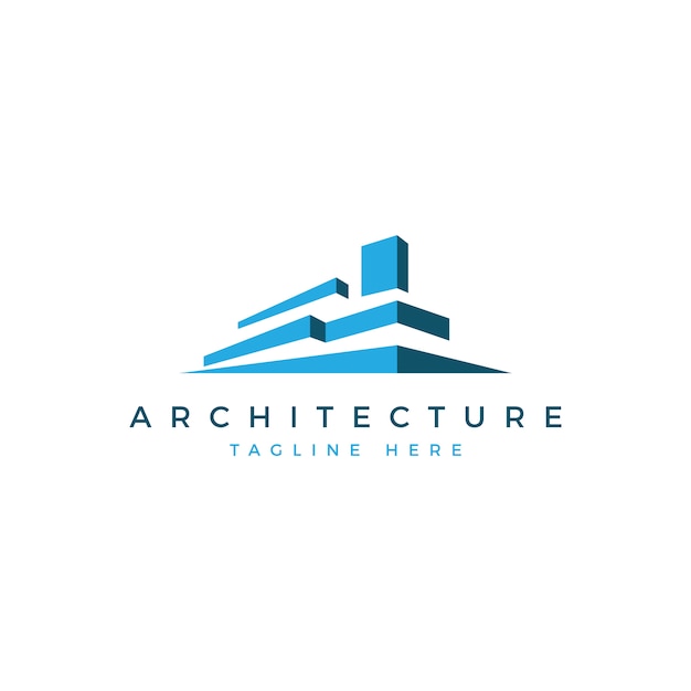 Logo De Arquitectura Edificio Azul Vector Premium