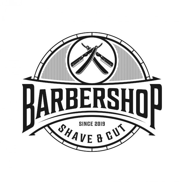 El Logo Para Barberia Con Estilo Vintage Vector Premium