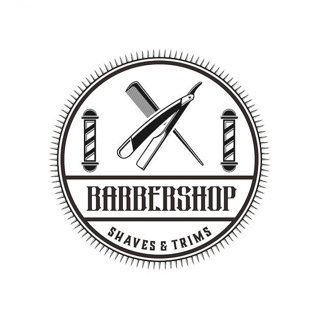 El logo para barbería con estilo vintage. | Vector Premium