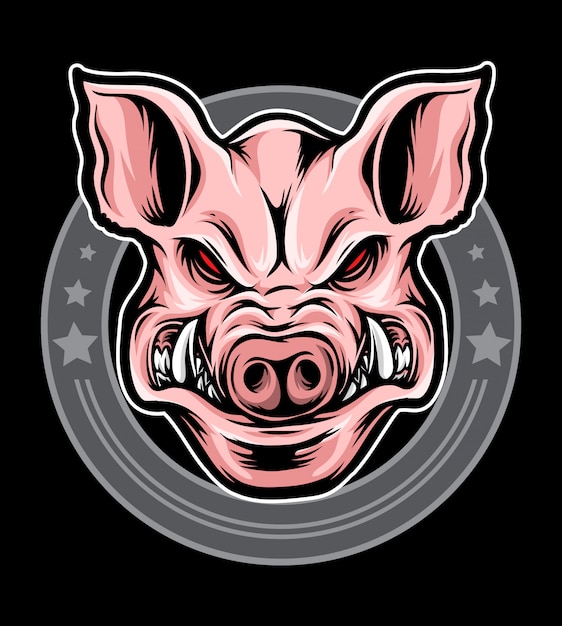 Logo De Cabeza De Cerdo Vector Premium