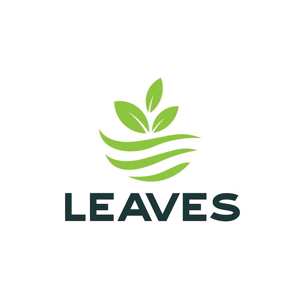 Logo de hojas verdes Vector Premium