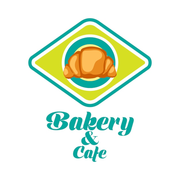 Logo de pastelería con diseño de cruasán | Vector Premium