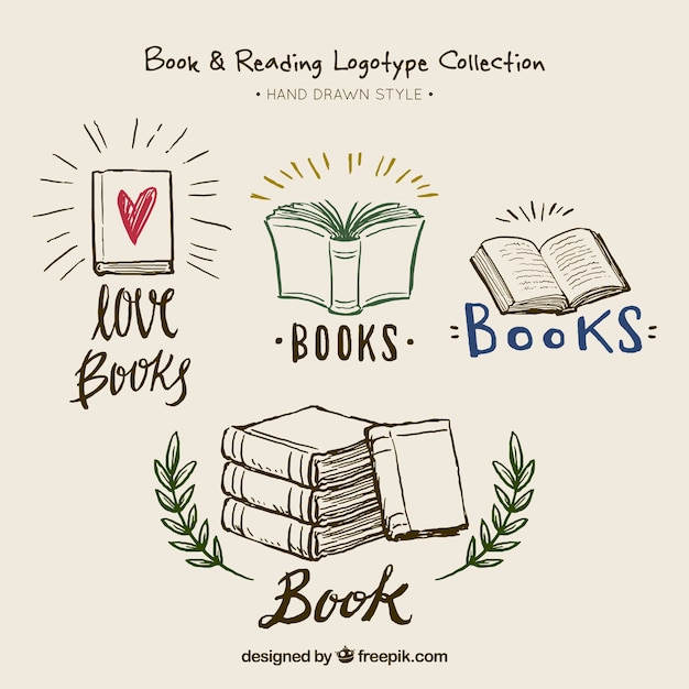 Logos de libros dibujados a mano bonitos  Descargar 