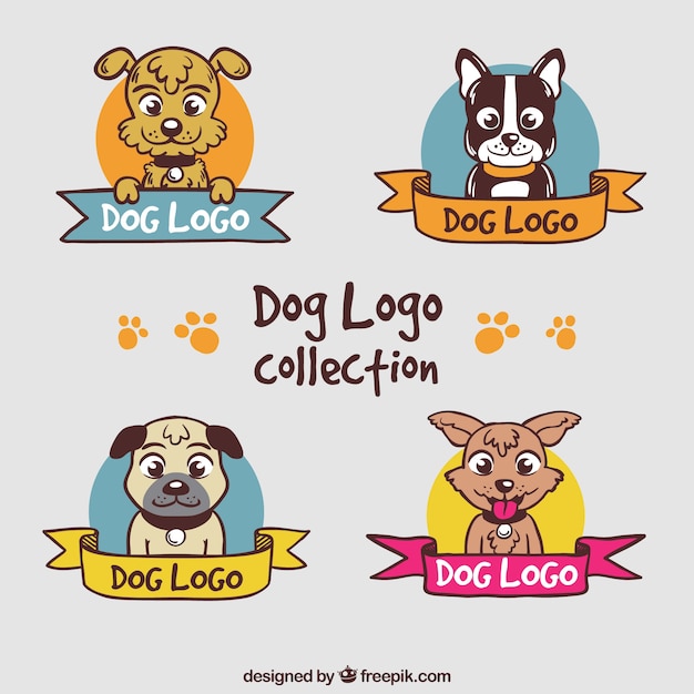 Logos De Perros Coloridos Con Cintas Decorativas Descargar Vectores Gratis 