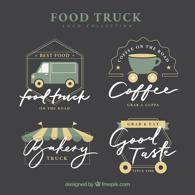 Download Logos elegantes de food truck con diseño plano | Descargar ...