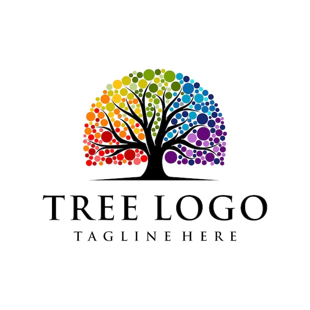 Logotipo De árbol Vibrante Logotipo De árbol Colorido Logotipo De árbol De Arco Iris Diseño De 