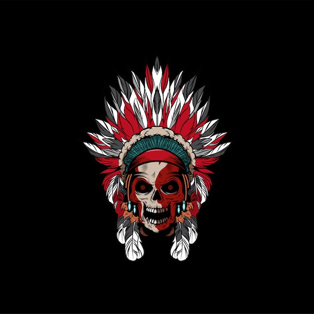 Logotipo de calavera apache Vector Premium