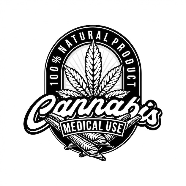 Logotipo De Cannabis En Blanco Y Negro Vector Premium