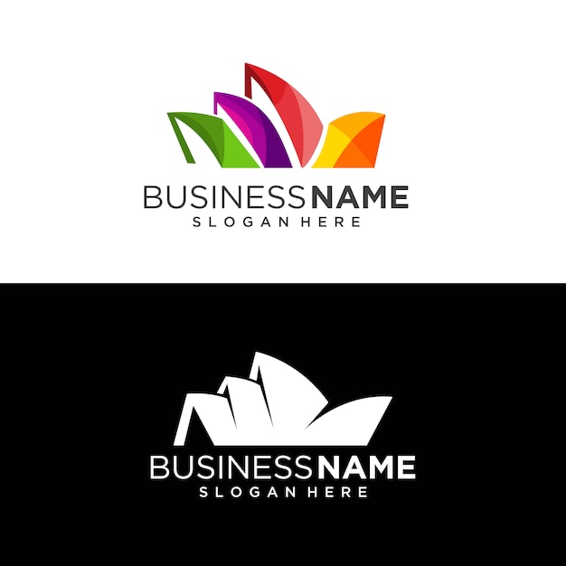Logotipo de edificio sidney abstracto moderno Vector Premium