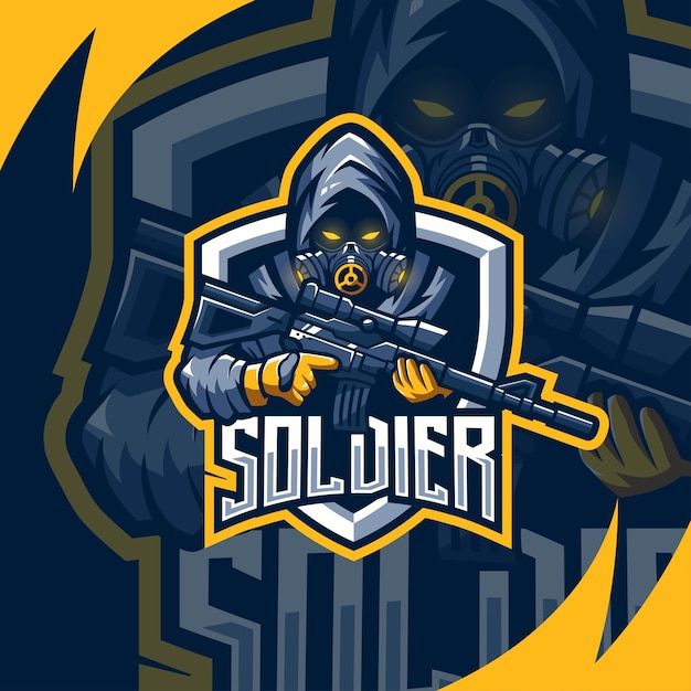 Logotipo De Esport De Mascota De Soldado Vector Premium Vector Premium