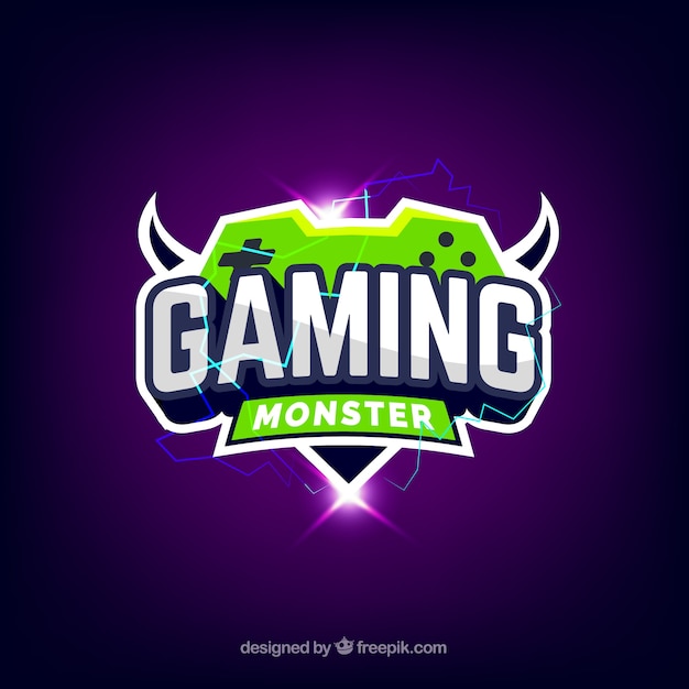 Logotipo de gaming verde y morado | Vector Gratis