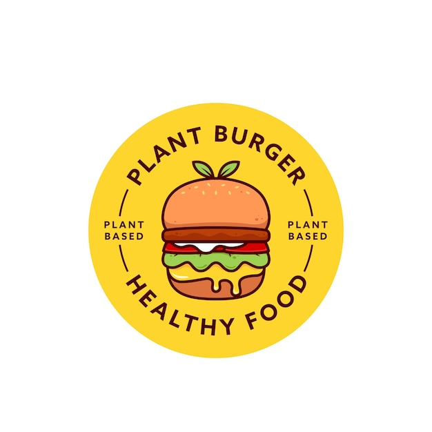 Logotipo De Hamburguesa A Base De Plantas Etiqueta Engomada De La