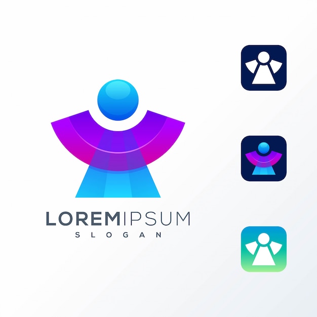 Logotipo de icono colorido abstracto Vector Premium