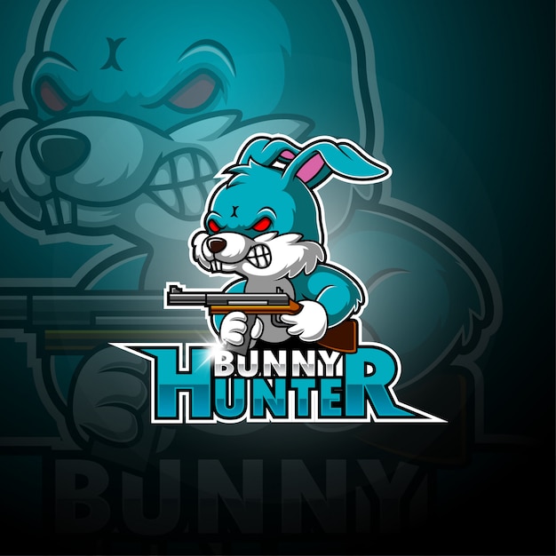 Logotipo De La Mascota De Bunny Hunter Esport Vector Premium