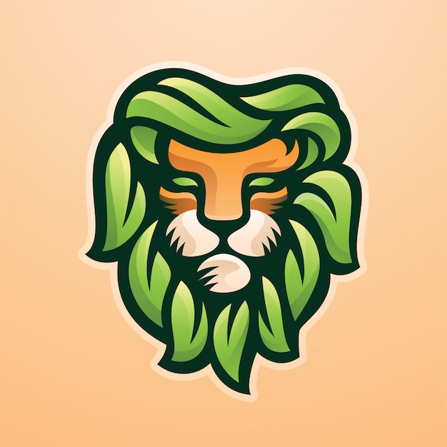 Logotipo de la mascota del león verde Vector Premium