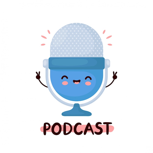 Logotipo de micrófono podcast lindo estudio divertido feliz ...