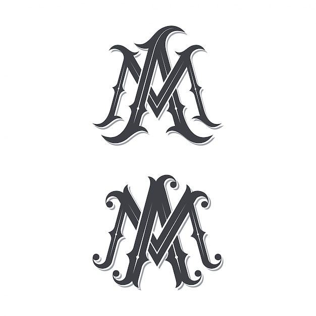 Logotipo De Monograma Vintage Ma Vector Premium 2249