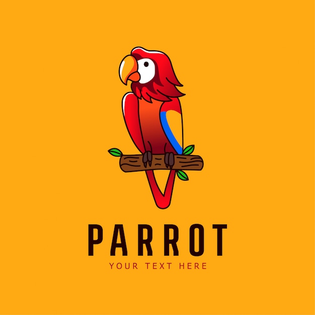 Logotipo de pájaro de ilustración de mascota de loro Vector Premium