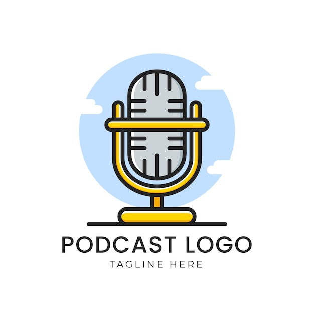 Logotipo De Podcast Con Micrófono Vector Premium 