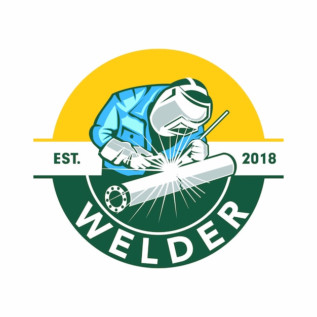 Logotipo De Soldador Logotipo De Soldador De Emblema Vector Premium