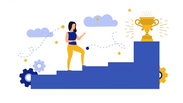 Logro objetivo carrera desafío ilustración plana. Vector Premium