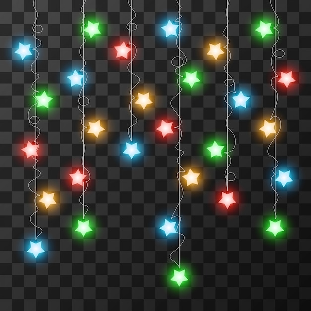 Luces De Navidad Aisladas Sobre Fondo Transparente Vector Premium