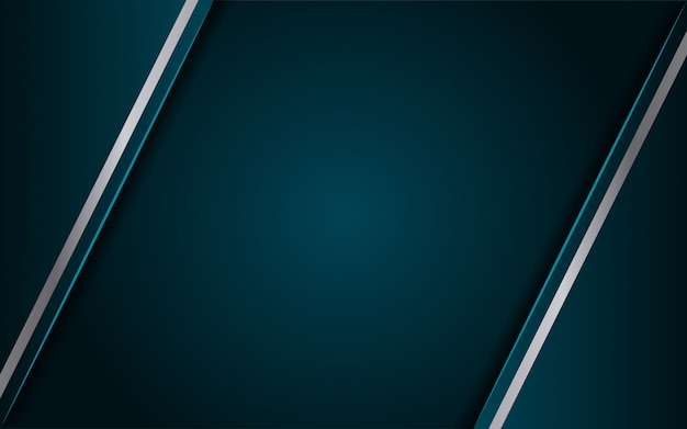 Lujoso fondo azul oscuro con una combinación de línea metálica plateada en estilo 3d Vector Premium